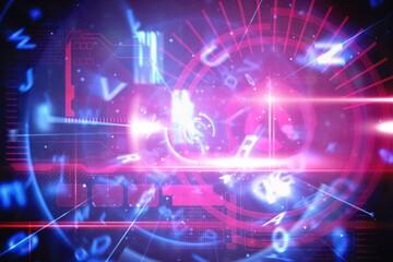 Blue and red technology interface