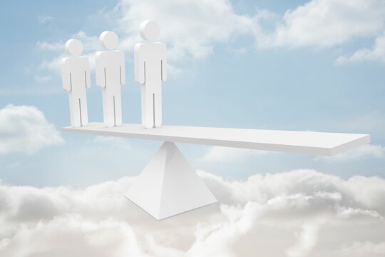 Fototapeta White human resource scales in clouds