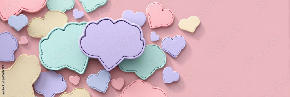 Aufkleber Overlapping Mind and Heart Symbols in Pastel Colors Create a Calming Visual Experience on a Soft Background