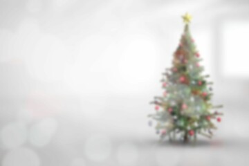 Blurry christmas tree in room