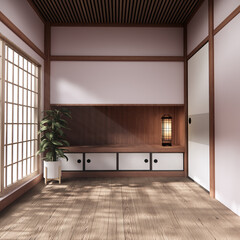 Pink sakura room interior cleaning room with decoration Japanese style. 3D rendering