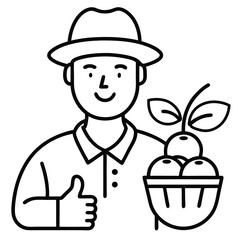 Farmer Holding Fruit Basket