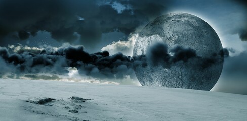 View of landscape and moon