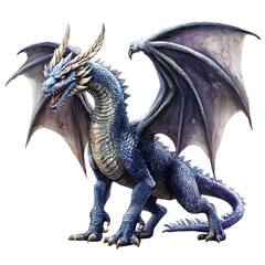 Majestic Blue Dragon Fantasy Creature Mythical Beast Powerful Wings