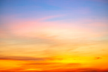 Beautiful , luxury soft gradient orange gold clouds and sunlight on the blue sky perfect for the background, take in evening,Twilight, Large size, high definition landscape photo