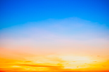 Beautiful , luxury soft gradient orange gold clouds and sunlight on the blue sky perfect for the background, take in evening,Twilight, Large size, high definition landscape photo