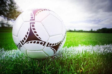 Soccer ball on marking line