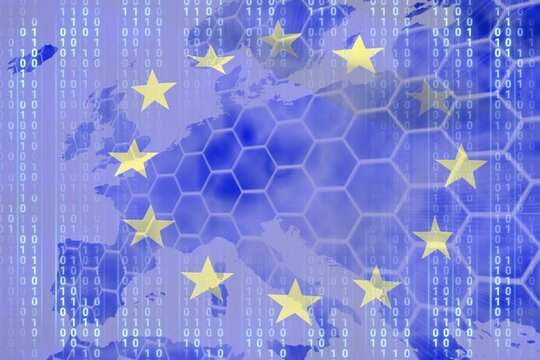Naklejki European union flag with binary codes