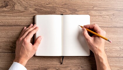a person sitting at a desk, focused on writing in a notebook with lined paper