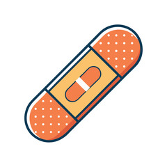 Colorful cartoon bandage on light blue background, first aid concept illustration