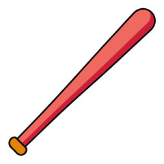 Cartoon Baseball Bat on a Blue Background Ready for the Game