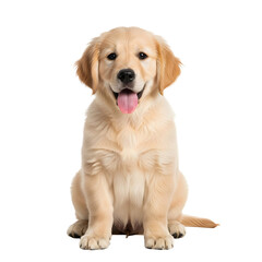 Adorable Golden Retriever Puppy Sitting Against Black Background Perfect for Pet Websites Blogs and Social Media
