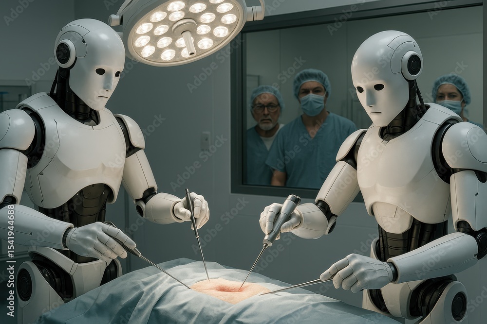 Aufkleber robotic machines assist in surgical procedures showcasing the future of healthcare and artificial in
