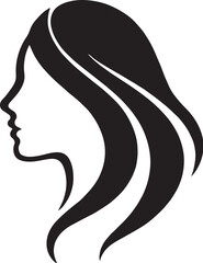 Elegant woman profile silhouette with long hair