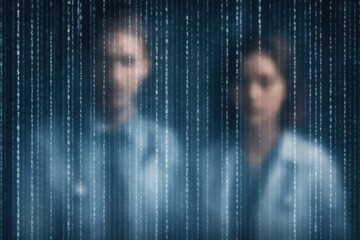 Artificial intelligence disrupts healthcare with abstract code streams transforming patient files into digital data