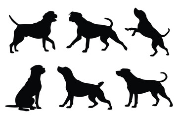 Set of dog silhouette vector icons &ndash; various dog poses for pet and animal design projects