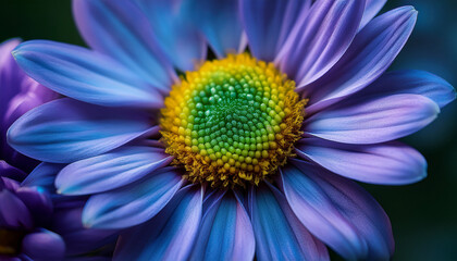 Obraz premium close up of a delicate purple blue flower with detailed petals and vibrant yellow green center showcasing natural beauty and intricate floral structure