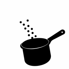 Simple Kitchen Illustration Black Saucepan with Dots, Minimalist Style, White Background, Cooking Concept Design, Clean and Modern Style