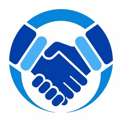 Symbolic Handshake in Blue Circular Design Partnership Collaboration and Agreements Illustrated with Professionalism and Trust Representation for Success