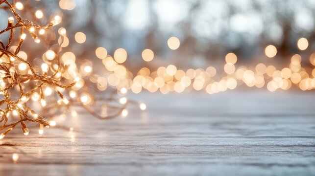 Beautifully arranged twinkling lights are captured in soft focus, creating a magical atmosphere, perfect for enhancing cozy gatherings or festive celebrations.