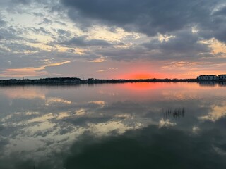 sunset over the river