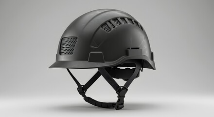 Fototapeta premium Black Industrial Safety Helmet: Durable Head Protection for Construction and Manufacturing