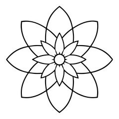 Serene Cosmic Blossom Mandala – Digital Line Art