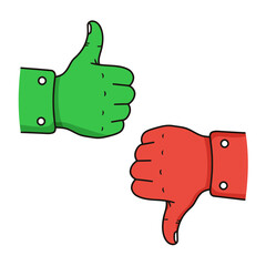 Thumbs up and down signify agreement disagreement feedback for online platforms