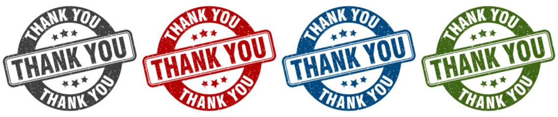thank you stamp. thank you round stamp set isolated on white background