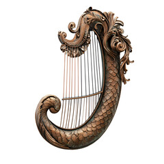 Ornate Bronze Harp Musical Instrument Art Deco Design