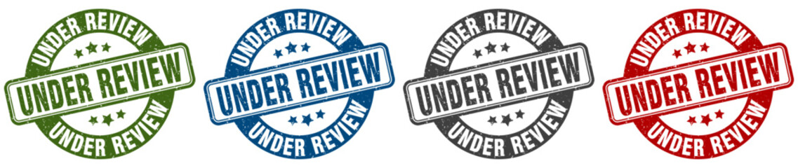under review stamp. under review round stamp set isolated on white background