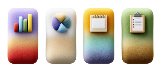 Pastel Wool Felt Texture 3D Data & Document Icon Object Collection