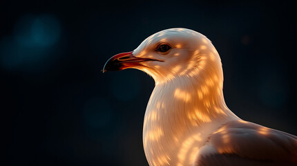 Obraz premium A creative light art image of a gull, in a dramatic cinematic style, with film-like composition and lighting, artistic lighting, and abstract patterns..jpg