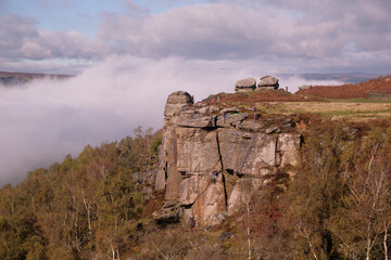 Climbers on Froggatt Edge, Peak District, UK