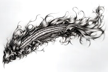 Fototapeta premium Intricate Monochrome Corn Cob Illustration Artistic Design Graphic Art Drawing