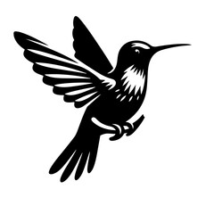 Obraz premium Stunning Black Hummingbird Silhouette in Dynamic Flight, Elegant Nature Vector Art for Design, Wildlife Illustration