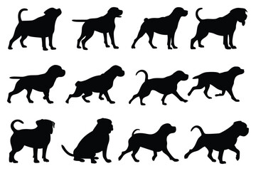 Vector set of puppy silhouettes – cute baby dog poses for pet-themed designs and illustrations