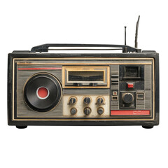 Fototapeta premium Vintage boombox radio cassette player am fm stereo receiver old portable audio device
