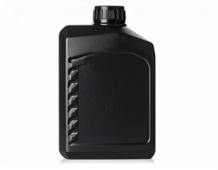 Obraz premium Isolated black silhouette of rectangular motor oil packaging bottle with visible cap