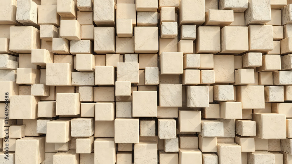 Poster abstract beige colored cubic blocks background, a dimensional geometric array of cubes, perfect for 