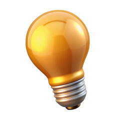 3d realistic golden light bulb isolated on transparent background