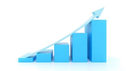 Bar chart with upward trend arrow, success growth concept