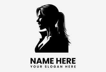 Silhouette of a woman with ponytail, ready for branding or logo design.