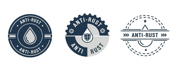Obraz premium Three Anti-Rust labels. Rust resistant emblem set on white background
