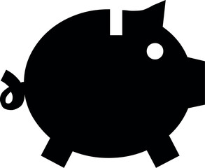 Illustration of black piggy bank vector icon for finance saving money investment and banking related design and graphics needs vector