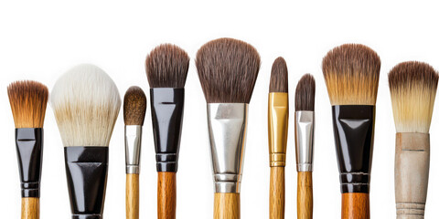 Makeup Brushes: Assorted Collection on White Background  png transparent background 