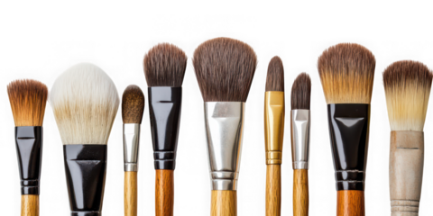 Makeup Brushes: Assorted Collection on White Background  png transparent background 