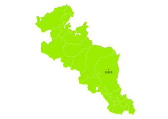 京都府の行政区分付き地図