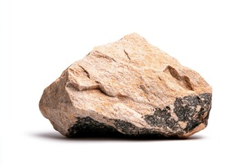 Obraz premium Natural rock formation with unique texture and color variations on white background