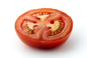 Fresh Red Tomato Slice Isolated on White Background Perfect for Food or Culinary Stock